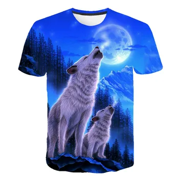 Děti Wolf tričko pro Chlapce 2020 Animal Print Boys Tričko pro Dívky Tops Kreslené Děti módní 4-14 Yrs děti t košile Oblečení