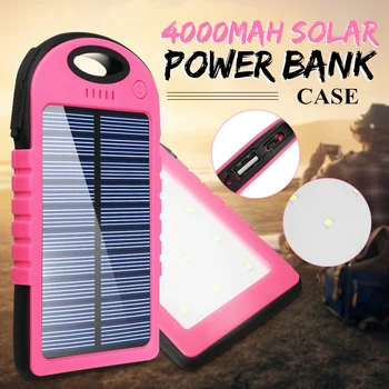 Vodotěsné 4000mAh Solární Energie Power Bank Případě Přenosný Duální USB LED Externí Nabíječka Baterií DIY Pouzdro pro Kempování